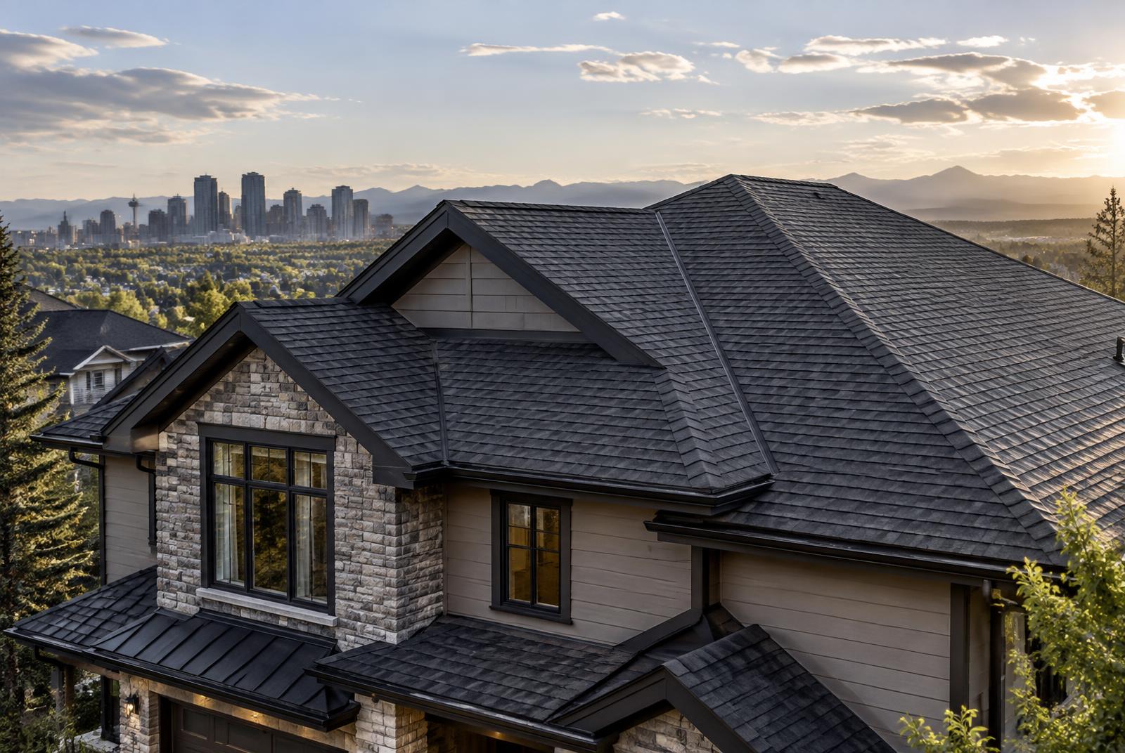 Calgary home with a finished charcoal roof