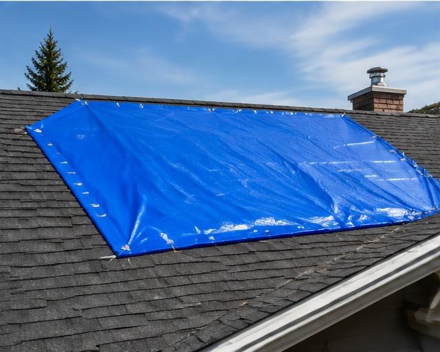Editorial image representing emergency tarping services